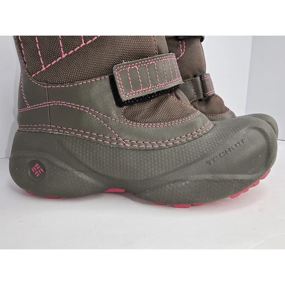 Columbia Snow Boots Purple Gray Girls Size 4‎ Powderbug Waterproof Warm Rain